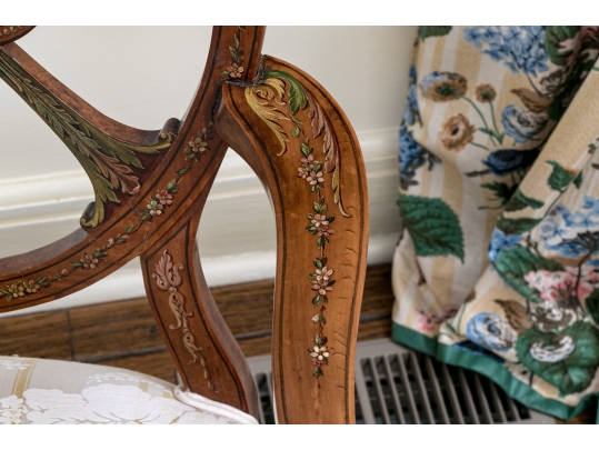 Quality Hepplewhite Style Painted Medallion Back Armchair
