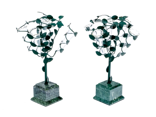 Pair Of Two's Company Inc. Handmade Topiary Form Epergnes