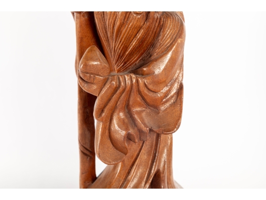 Carved Wooden Figure Of Shou Lao