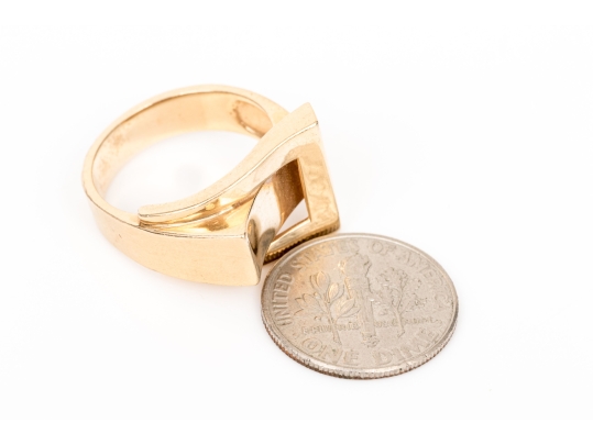 14k Yellow Gold Vintage Buckle Style Ring, Size 6.5-