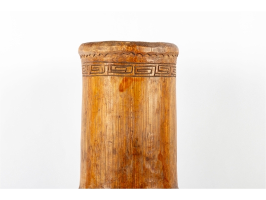 Carved Asian Bamboo Brush Vase