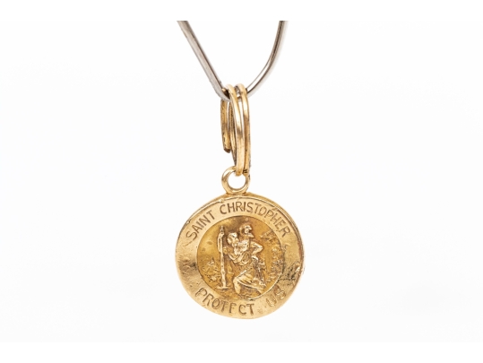 14k Yellow Gold Classic St. Christopher Motif Medal