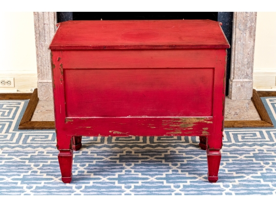 Antique Neoclassical Style Vibrant Red Bachelor's Chest