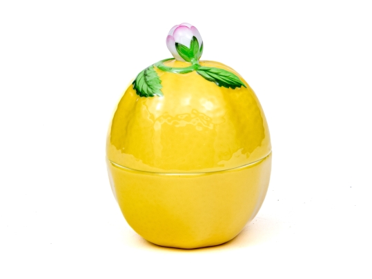 Herend Hand-Painted Porcelain Lidded Lemon Form Box 