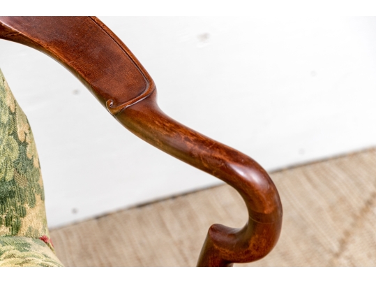 Pair Of Custom Upholstered Mahogany Swan Neck Armchairs