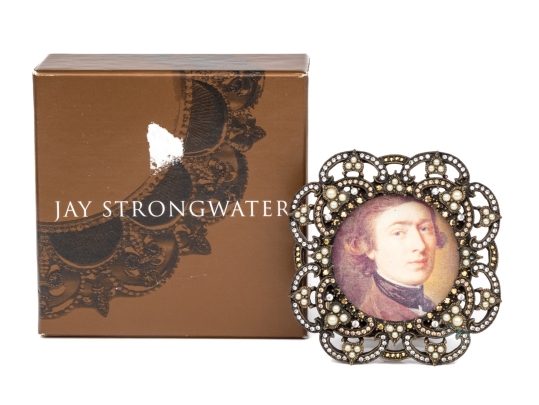 Jay Strongwater Small Scalloped Square Frame, Boxed