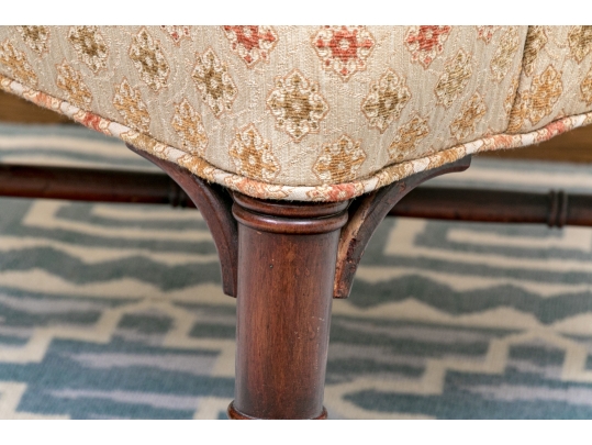 Upholstered Tub Back Armchair With Faux Bamboo Frame
