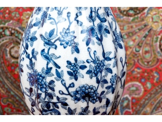 Pair Of Decorative Blue And White Porcelain Vases