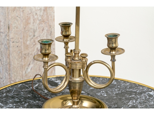 Classic Brass Three Light Bouillotte Lamp With Adjustable Shade