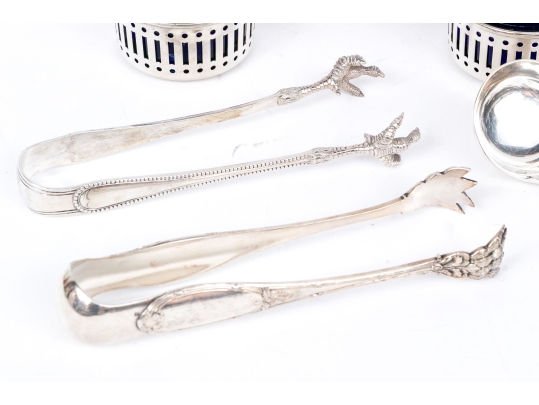 Silver Plate, Crystal And Cobalt Glass Serving Wares