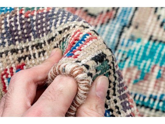 HAND KNOTTED WOOL PERSIAN OVER DYE CARPET, 9-7