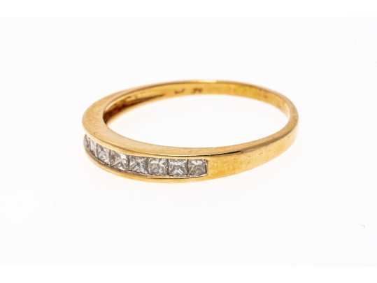 14k Yellow Gold Princess Cut Diamond Band Ring, App. 0.30 TCW, Size 9