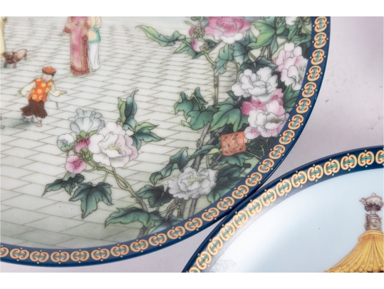 Set Of Three Imperial Jingdezhen “Forbidden City” Porcelain Collector Plates