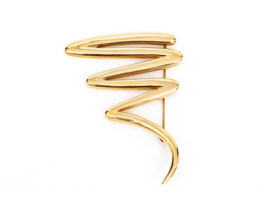 Tiffany & Co. 18k Yellow Gold Paloma Picasso Iconic Jumbo Graffiti Squiggle Brooch, With Box