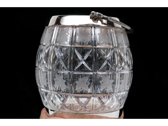 Antique Cut Glass And Silverplate Biscuit Jar