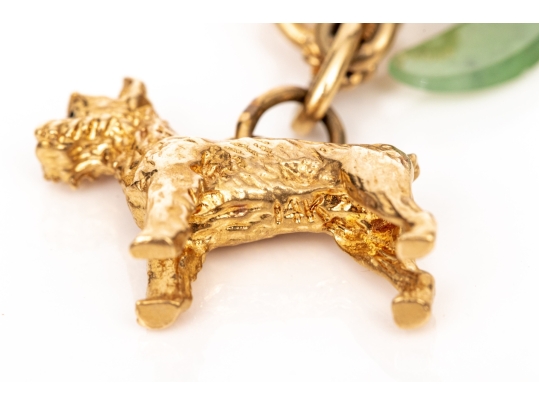 14k Yellow Gold Fun Rope Motif Vintage Charm Bracelet, With 14k And 9k Assorted Charms