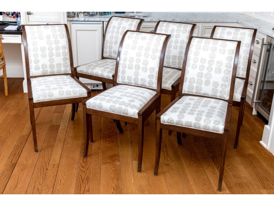 Set Of Six Custom Upholstered Regency Style Klismos Side Chairs