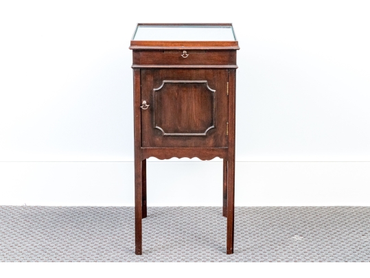 Antique Glass Top End Table