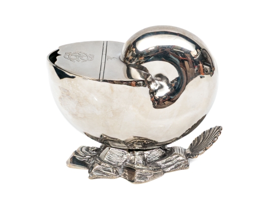 Antique English Silverplate Nautilus Spoon Warmer 
