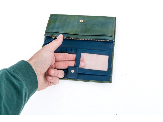 Bulgari Green Patent Leather Wallet