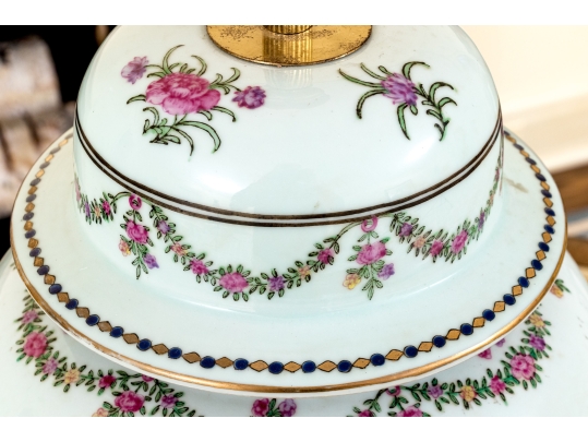 Chinese Export Armorial Style Lidded Porcelain Jar Mounted As A Table Lamp