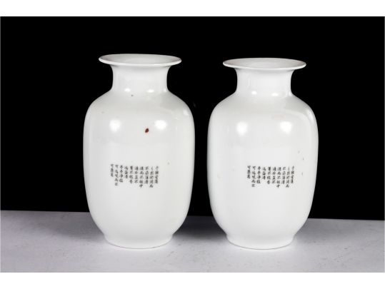 Pair Of Chinese Porcelain Vases With Lotus And Koi Design