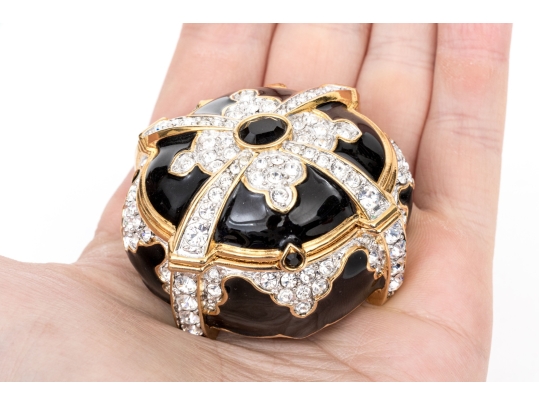 Jay Strongwater Criss Cross Oval Trinket Box