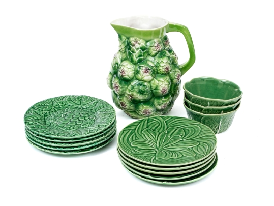 Assembled Fourteen Piece Collection Of Portuguese Ceramic Serving Items