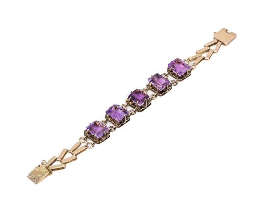 14K Tasteful Amethyst Set Bracelet
