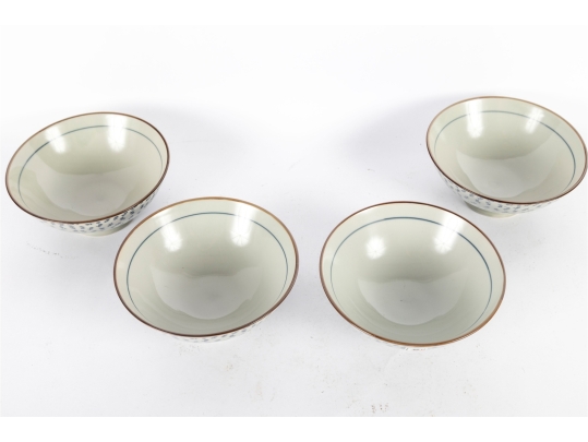 Set Of Four Chinese Blue And White Porcelain Bowls