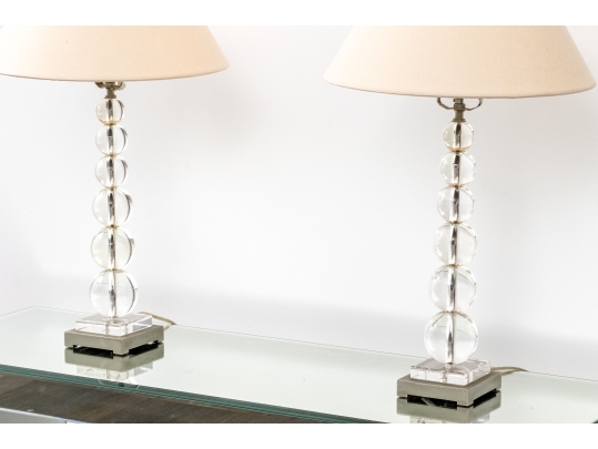 Pair Of Chic Glass Stacked Bubble Table Lamps