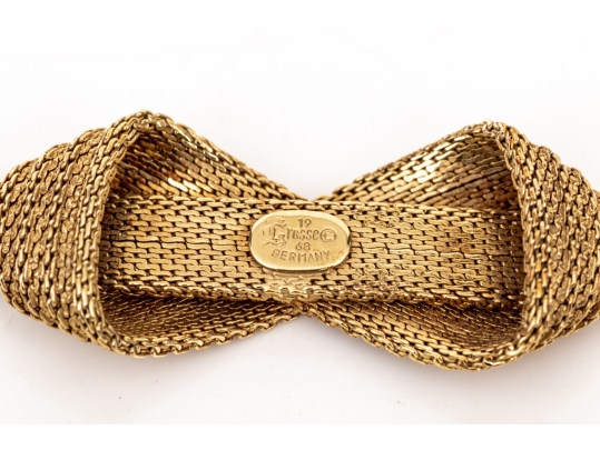 Tiffany & Co. Vintage 14k Yellow Gold Wonderful Vintage Mesh Knot Necklace, By Grosse Germany