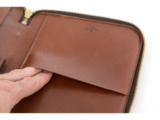 Louis Vuitton Brown Monogram Small Leather Zip Folio Pouch