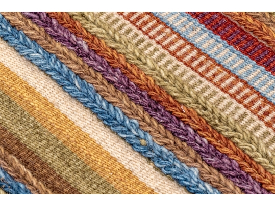 Hand Woven Wool Carpet, Striped Pattern, 7'-5