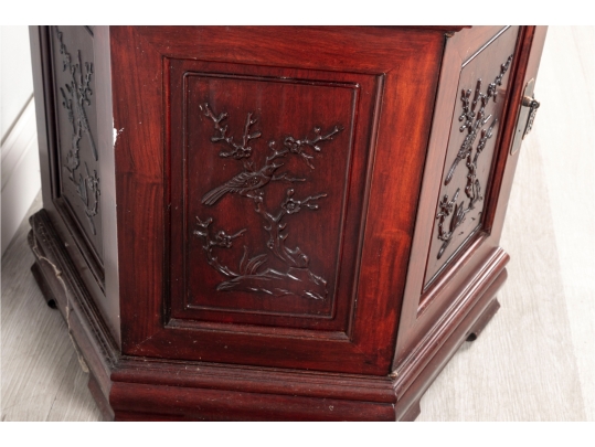 Chinese Carved Hexagonal Cabinet