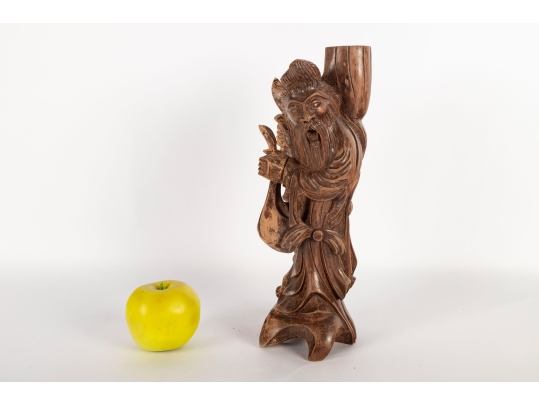 Antique Chinese Carved Wood Scholar Figure