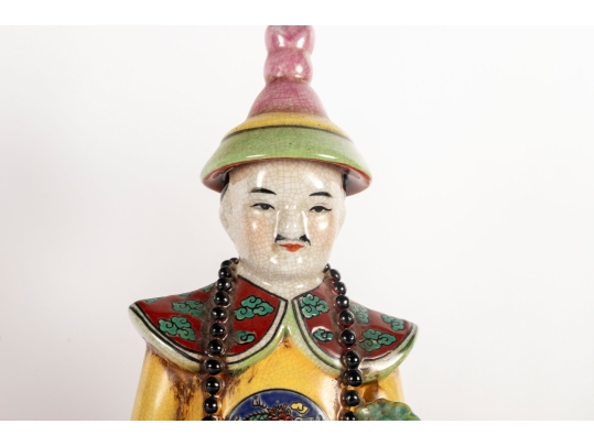 Vintage 15” Chinese Porcelain Emperor Statues