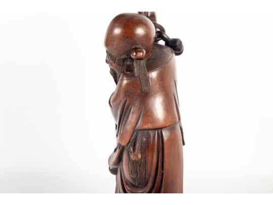 Chinese Carved Wood Figure Of Shou Lao