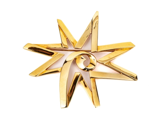 Tiffany & Co. 18k Yellow Gold Paloma PIcasso Impactful Jumbo Graffiti Celestial Star Brooch