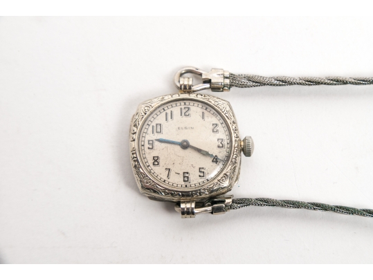 Vintage 14K White Gold Elgin Wristwatch
