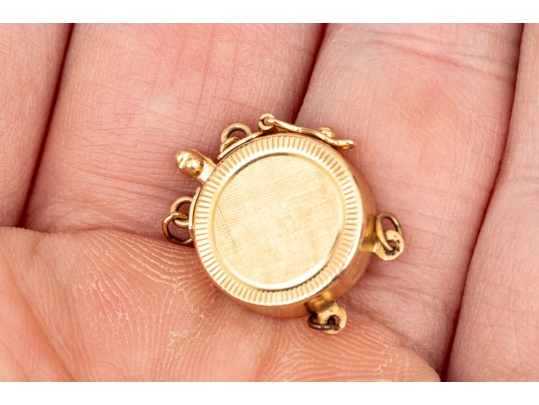 14k Yellow Gold Striking Vintage Double Strand Pearl/bead Clasp, Matte Finished Top