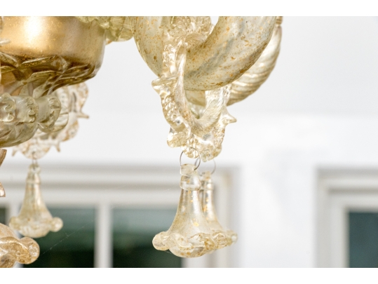 *Quality Murano Or Murano Style Hand-blown Glass Six Lite Chandelier