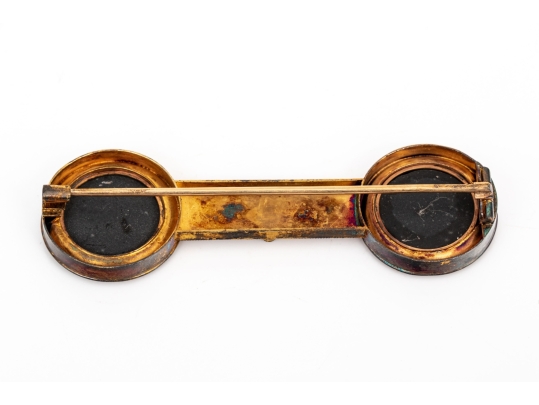 14k Gold Antique Beautiful Ornate Pietra Dura Grand Tour Brooch