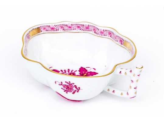 Herend Hungary Hand-Painted Porcelain Bowl, Raspberry Chinese Bouquet Pattern