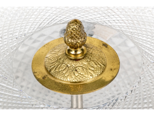 Cut Crystal And Brass Pendant Light