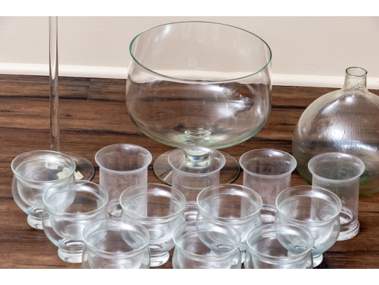 Collection Of Assorted Glassware Including Shrimp Cocktail Bowls And Cake Stand