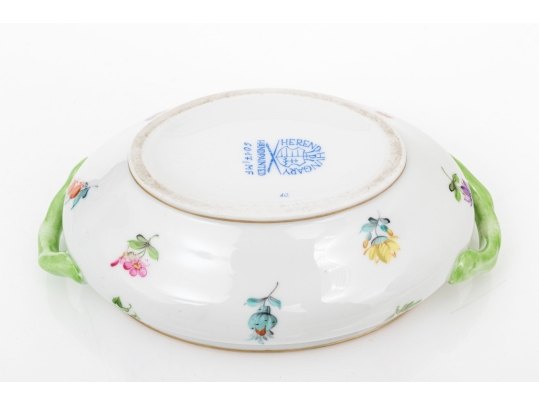 Herend Hungary Hand-Painted Porcelain Covered Dish Or Miniature Tureen, Market Garden (MF) Pattern