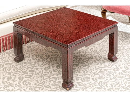 Stylish Lacquered Grasscloth Low Table