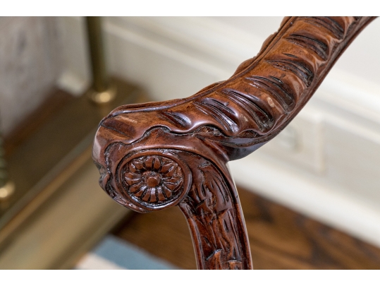 Exceptionally Carved Hepplewhite Style Open Armchair