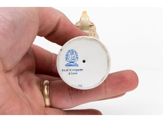 Herend Hungary Hand-painted Porcelain Circus Elephant On Ball, Butterscotch Fishnet Pattern